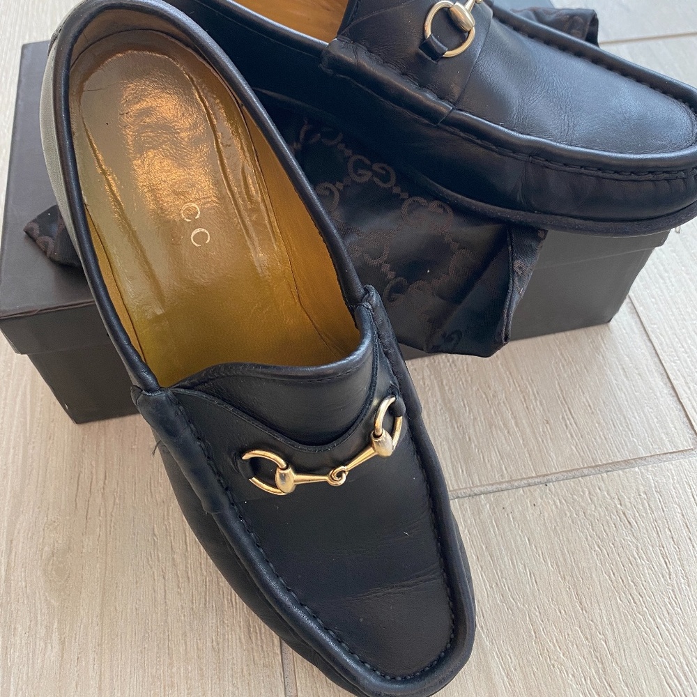 Gucci Black Leather Horsebit Loafer